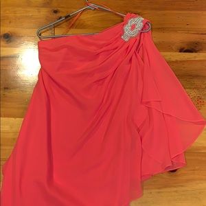 One Shoulder Orange Dress